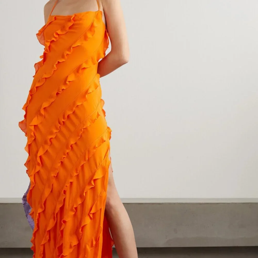 Staud Elvire Ruffle-trimmed Open Back Crepe Maxi Dress - Picture 2 of 6